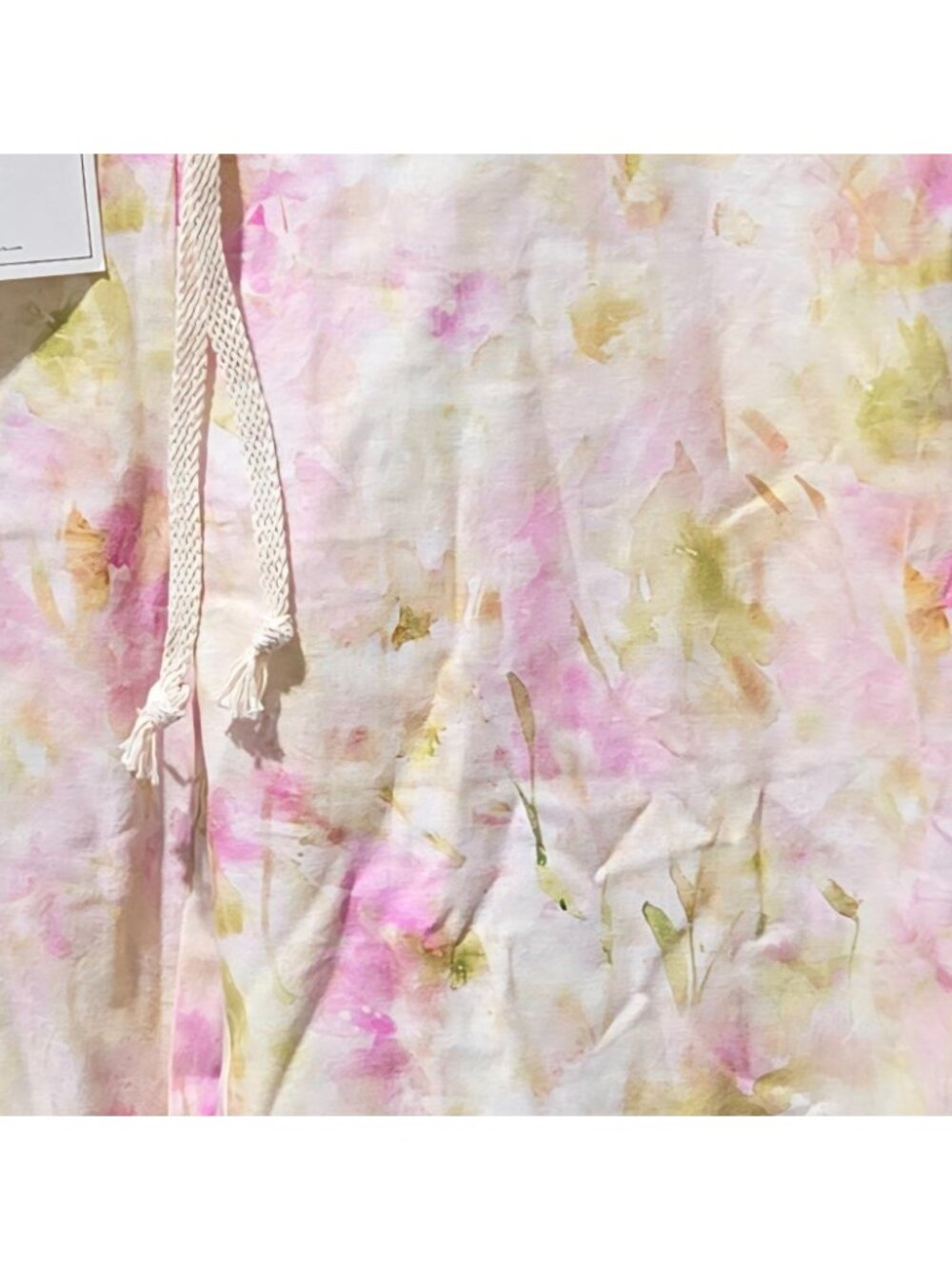 Miss Circle Pink Floral Linen Blend High Rise Drawstring Pants -- Sz Small READ - Picture 6 of 10